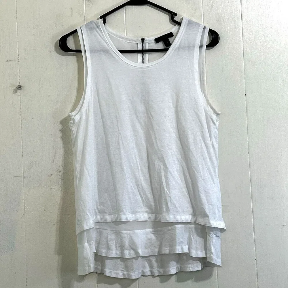 J Crew Tank Top Size Small Women’s White Layered Sleeveless Ruffle High Neck